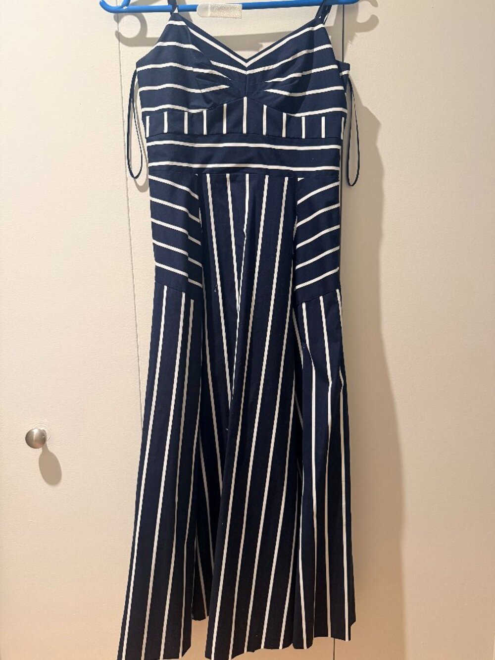 Veronica Beard Blige Striped Midi Dress Navy/White Size 00
